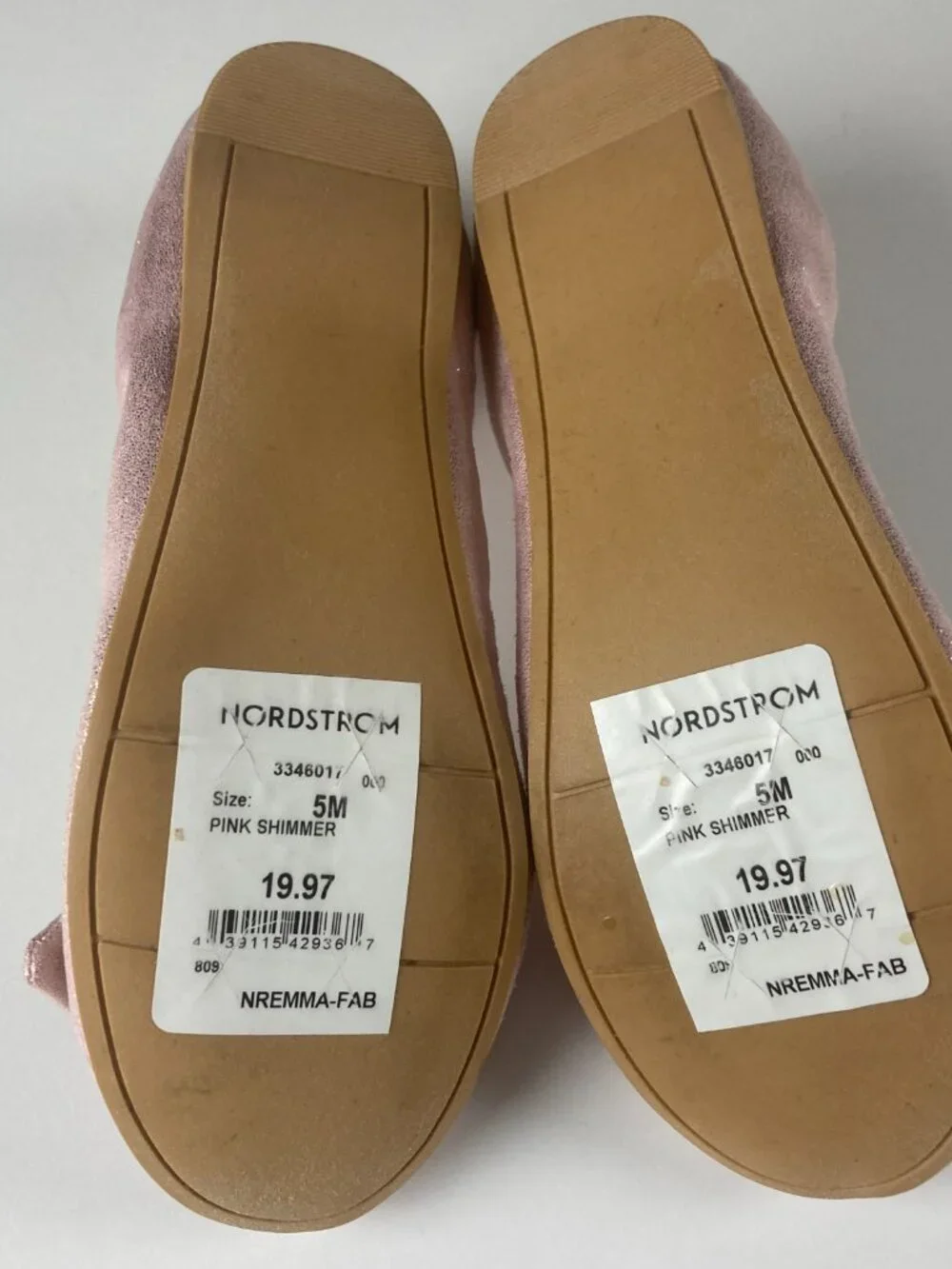 Nordstrom Rack Girls Ballet Flats Pink Shimmer Bow Slip On Shoes Size 5 Youth
